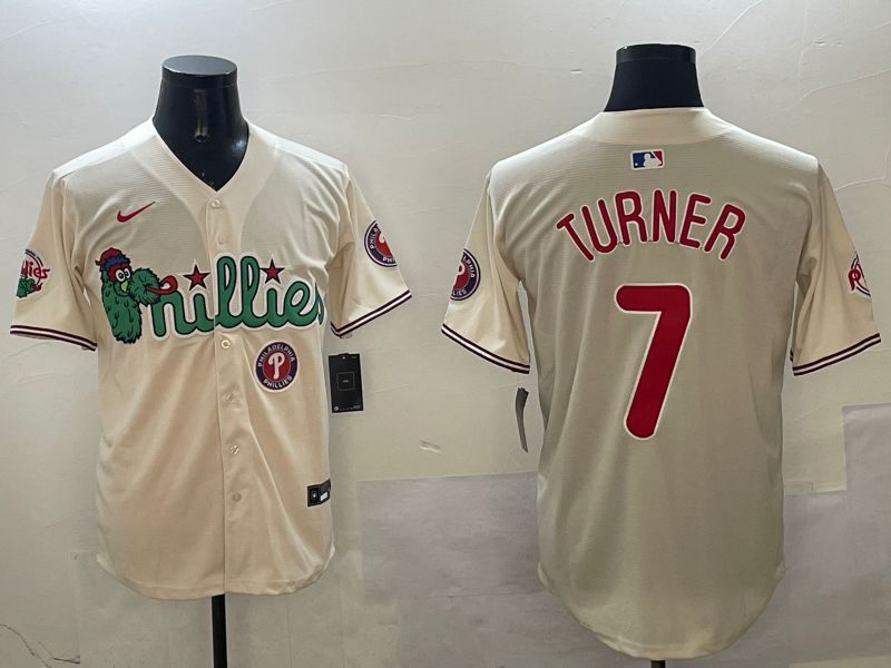 Men Philadelphia Phillies #7 Turner Cream Three generations Joint Name Game 2025 Nike MLB Jersey style 6->philadelphia phillies->MLB Jersey